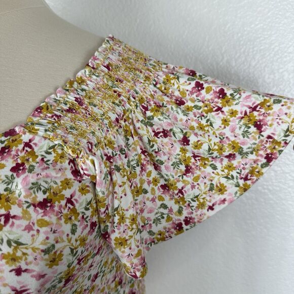 Torrid Top Women Size 1X Super Soft Smocked Flutter Sleeve Floral Cottagecore - Picture 6 of 13